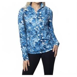 NEW SNOSKINS microfiber zip neck long sleeve top in confetti